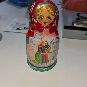 Hand-Painted Red Russian Nesting Doll (Matryoshka)